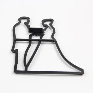 Black wedding bride and groom silhouette fondant cake mold cookie decorating cutter tool main view