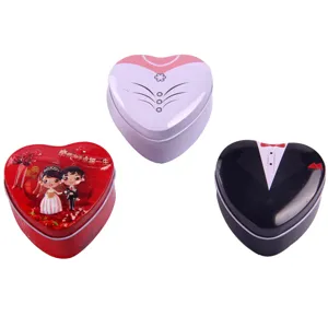 Creative heart shaped gift box, wedding candy tin box, chocolate packaging container for party