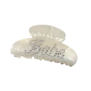 French Luxury Rhinestone Letter Acrylic Hair Claw Clip Sweet Hair Accessories For Women
