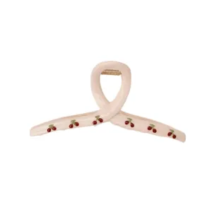 Cute sweet cherry print hair claw clip large shark clip aesthetic hair accessories detail view