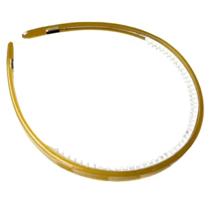 Cerchietto per capelli sottile in acetato ambrato con denti interni bianchi per styling quotidiano.
