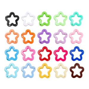 Colorful acrylic hollow star charms keychains pendant DIY jewelry making craft accessories set.
