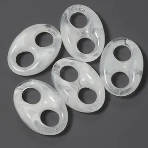 Acrylic white marbled pig nose beads DIY handmade jewelry bracelet accessories detail view
