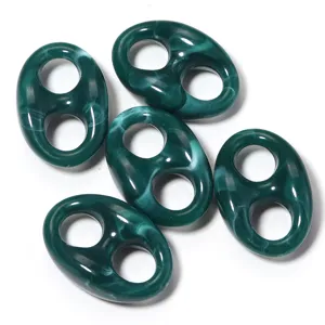 Dark green marbled acrylic pig nose beads for DIY handmade bracelet jewelry accessories detail.