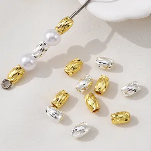 Exquisite copper 18K gold plated wave pattern barrel beads DIY jewelry accessories main view