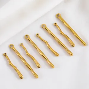 Stainless steel long stick and wavy pendant charms for DIY necklace and earrings making.