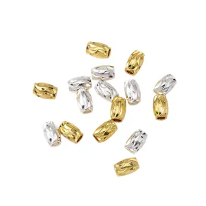 18K gold plated copper wave cut DIY jewelry spacer beads for handmade accessories craft supply.