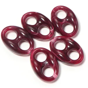 Acrylic marbled two-color pig nose beads, dual-hole irregular DIY jewelry making accessories.