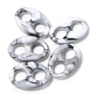Acrylic marble pattern double hole pig nose beads for DIY jewelry making and bag chains