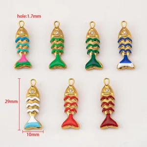Roestvrij staal kleurrijke vis bedel hanger voor DIY sieraden maken accessoires 29mm