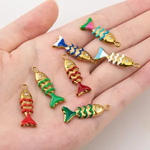 Roestvrij staal geëmailleerde kleurrijke vis bedels DIY ketting sieraden maken accessoires