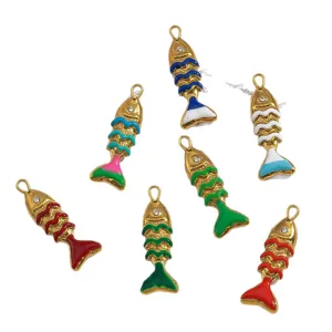 Roestvrij Staal Emaille Goudvis Hangers Kleurrijk DIY Ketting Sieraden Accessoires
