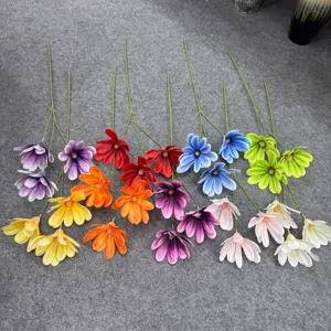 Steli di fiori di seta artificiale multicolore finti fiori decorativi per la casa