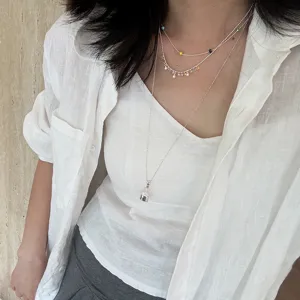 S925 zilver meerlaagse gekleurde kralen ketting elegante mode gelaagde trui ketting dames