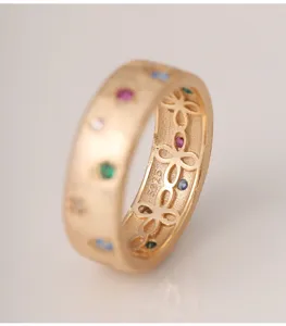 Style italien zircon multicolore bague argent sterling s925 design de niche bijoux