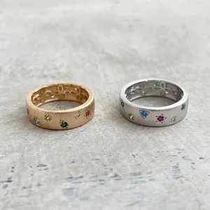 Exquis bague en argent sterling 925 zircon coloré finition mate bijoux minimalistes chics