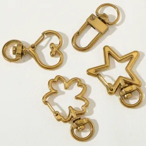 Moschettoni in metallo acciaio inox a forma di cuore stella e trifoglio per gioielli fai da te.