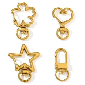 Set di moschettoni girevoli in metallo dorato, forme di cuore, stella e fiori per fai-da-te