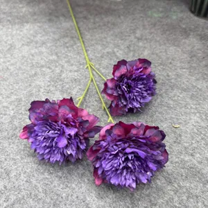 Artificial Silk Peony Flower Branch With Silk Cloth Plastic Iron Wire Realistic Fake Peony Bouquet For Wedding Home Table Arrangement Decor