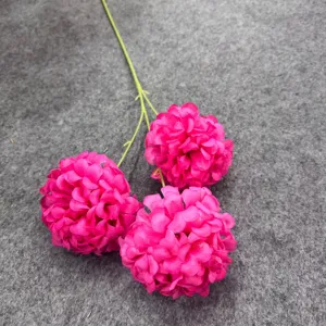 Artificial silk flower three-head pompom chrysanthemum branch for wedding and home decor wholesale