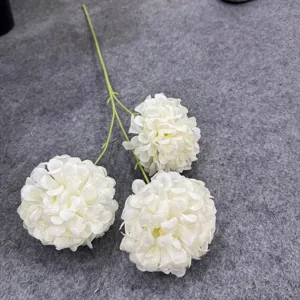 White 3-head artificial ping pong chrysanthemum flower branch for wedding home decor