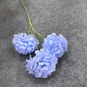 Artificial blue chrysanthemum flower head detail shot, perfect for wedding and home decor.