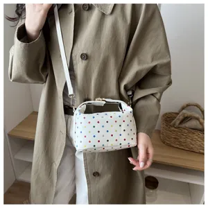 Colorful polka dot cosmetic bag women fashion shoulder handbag large capacity portable travel case