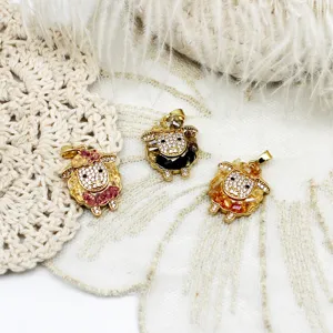 DIY schattige lam hanger bedels, micro-zirconia, kleurrijke schelp inlay, sieraden maken.