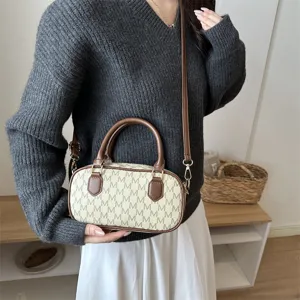 Retro Monogramm Umhängetasche mit Henkel, schicke kleine Damentasche für den Alltag.