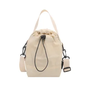 Borsa a secchiello crema borsa a tracolla casual spalla con manico coulisse donna vista principale