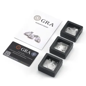 Magnifique parure de bijoux en argent 925 moissanite avec bague, collier et boucles GRA.