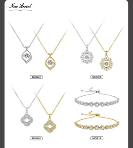 Atemberaubende Moissanit Halskette und Tennis Armband Set in Silber und Gold Modeschmuck.