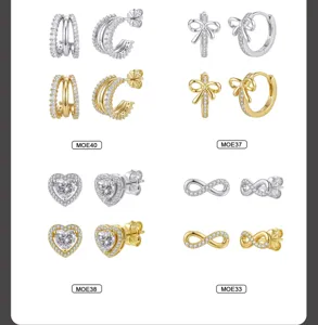 Elegante multi-stil Zirkonia Ohrringe Schleife Herz Unendlichkeit in Silber und Gold
