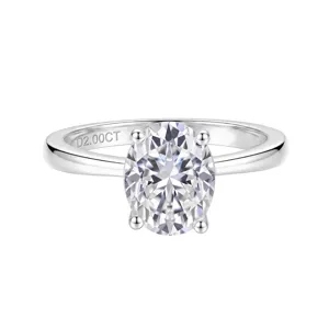 Superbe bague en argent 925 avec moissanite ovale affichage principal eclat luxe.