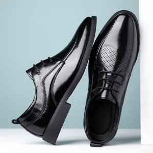 Men black glossy dress shoes oxford lace up pointed toe business leather formal shoes