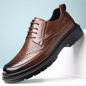 Chaussures richelieu homme marron cuir brogue style decontracte respire vue principale