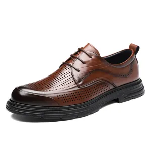 Chaussures de ville homme en cuir style britannique habillées affaires marron à lacets