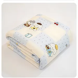 Baby summer quilt kids cooling blanket cartoon dog pattern soft breathable toddler nap blanket