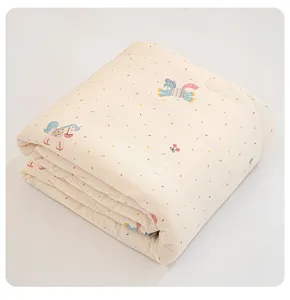 Cute cartoon horse print baby summer cooling quilt, soft kids blanket for daily nap.