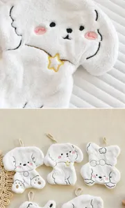Cute cartoon animal hanging hand towel, soft coral fleece, highly absorbent kitchen wipe.