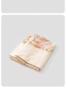 Cozy fleece baby blanket with cute pastoral animal floral print soft toddler quilt for bed
