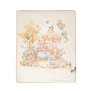 Cute cartoon bear watercolor print baby blanket soft cozy infant toddler sleep throw cover