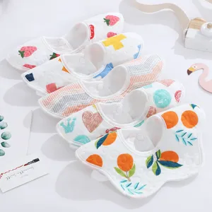 Baberos de Bebé de Algodón Puro Impermeable Lindo Estampado de Dibujos Animados Babero de Alimentación para Recién Nacidos Toalla de Saliva Suave