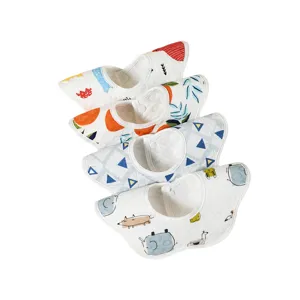 Set de 4 baberos de algodón suave para bebé, baberos impermeables bonitos para recién nacidos.