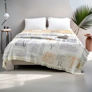 Pure Cotton Gauze Towel Blanket Soft Summer Air Conditioning Quilt European Style Fringe Throw Blanket for Home Bed