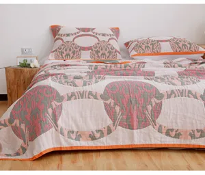 Couverture en double gaze de coton pure été couette respirante couvre-lit avec taies d'oreiller
