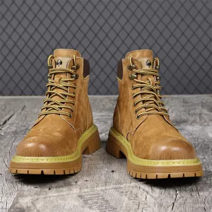 Men's retro casual work boots high top suede winter warm thick sole Martin footwear