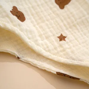 Close-up of breathable pure cotton gauze baby sleeping bag fabric texture, soft and safe.