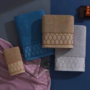 Thickened pure cotton towel set, highly absorbent face and bath towels for daily home use