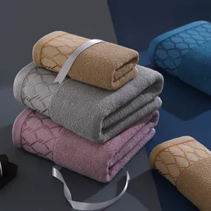 Pure Cotton Thickened Absorbent Face Towel Bath Towel Set Home Household Grid Pattern Soft Washcloth Bathroom Towels